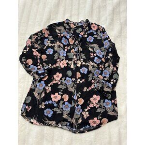 Body & Soul Black Floral Long Sleeve Size M